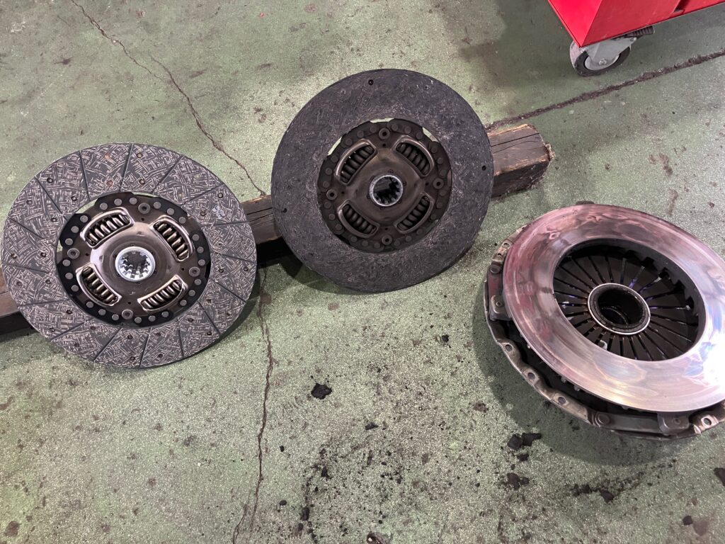 Large truck clutch disc old new comparison